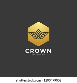 Vintage Creative Crown abstract Logo design vector template. Vintage Crown Logo Royal King Queen concept symbol Logotype concept icon.