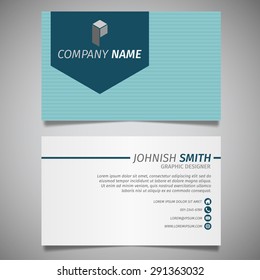 vintage creative design simple business card blue template vector