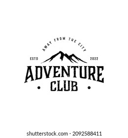 Plantilla de diseño de logotipo de concepto de camping creativo de montaña, blanco y negro, insignias