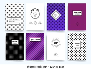 Vintage creative polka dot and diagonal line cards. Hipster textures. Retro patterns for Posters, Flyers and Banner Designs. Template.