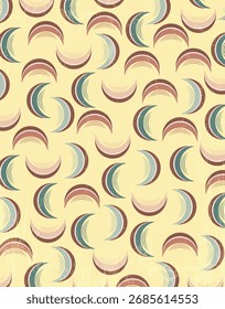 Patrón de luna creciente de Antiguas en colores retro sobre fondo beige