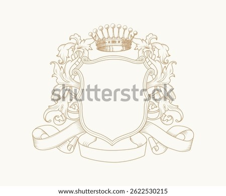 Vintage Crest , Vintage Frame Graphics Vector Art  Graphics ,Vintage hand drawn frame Royalty, Vintage, Beautiful Flowers, Frame, Royalty,Wedding Crest