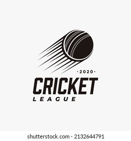 Vintage Cricket logo, fast cricket ball logo icon vector on white background