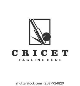 Vintage cricket logo on dark frame background