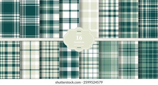 Vintage Crimson Seamless Tartan with Cool Slate accents Textile Design Set of 16