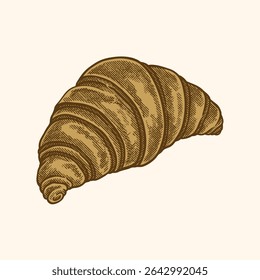 Vintage Croissant Illustration, Hand Drawn Pastry Sketch, Retro Breakfast Food Drawing