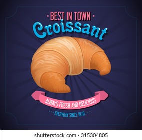 Vintage Croissant Poster Illustration Stock Vector (Royalty Free ...