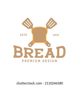 vintage cross spatula with bread logo design, vector graphic symbol icon sign illustration