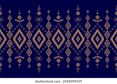 Vintage cross stitch traditional ethnic pattern. Ikat background abstract Aztec Indonesian Indian Malay beautiful seamless pattern for fabric,cloth,dress,carpet,curtain,sarong,saree,batik,wallpaper