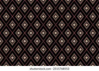 Vintage cross stitch traditional ethnic pattern.floral pixel art embroidery. Elegance background abstract Aztec beautiful seamless pattern for fabric,cloth,dress,carpet,curtain,sarong,batik.