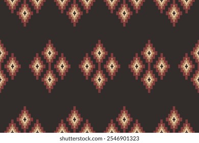 Vintage cross stitch traditional ethnic pattern.floral pixel art embroidery. Elegance background abstract Aztec beautiful seamless pattern for fabric,cloth,dress,carpet,curtain,sarong,batik.