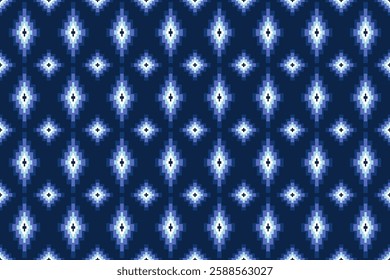 Vintage cross stitch traditional ethnic pattern.floral pixel art embroidery. Elegance background abstract Aztec beautiful seamless pattern for fabric,cloth,dress,carpet,curtain,sarong,batik.