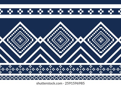 Vintage cross stitch traditional ethnic pattern.floral pixel art embroidery. Elegance background abstract Aztec beautiful seamless pattern for fabric,cloth,dress,carpet,curtain,sarong,batik