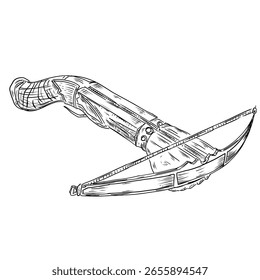 vintage Crossbow vector sketch line art hand drawn illustration 