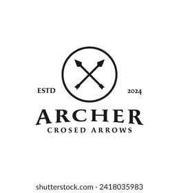 Vintage Crossed Arrows for Archer Hunting Label Stamp Logo Design Concept Vector Illustration