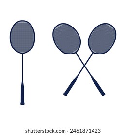 Vintage Crossed Badminton Racket for Sport Illustration Design Vector