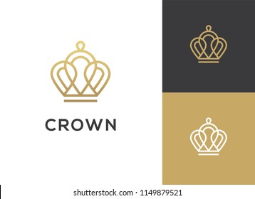 Vintage crown icon. Royal, luxury, king symbol. Abstract geometric linear logo.