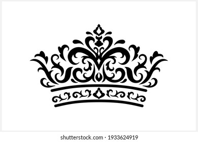 Vintage crown isolated on white. Stencil set. Vector stock illustration. EPS 10