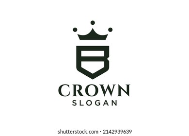 vintage crown logo and letter B symbol. Modern luxury brand element sign. Vector.