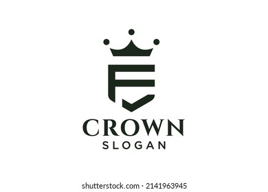 vintage crown logo and letter F symbol. Modern luxury brand element sign. Vector.