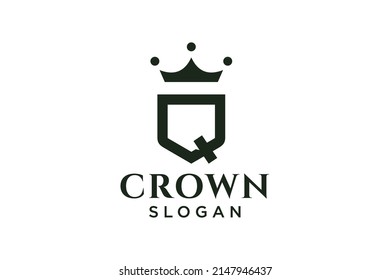 vintage crown logo and letter Q symbol. Modern luxury brand element sign. Vector.
