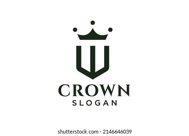 vintage crown logo and letter W symbol. Modern luxury brand element sign. Vector.
