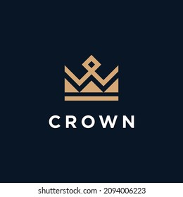 Vintage Crown Logo Royal King Queen abstract Logo design vector template. Geometric symbol Logotype concept icon.