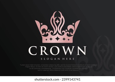 Vintage Crown Logo . Royal King and Queen abstract design . Vector illustration .