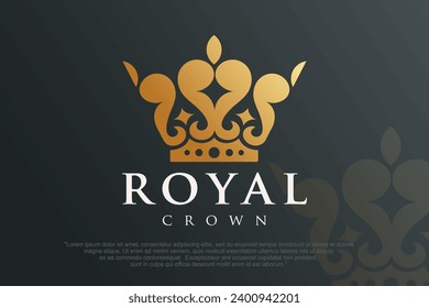 Vintage Crown Logo . Royal King and Queen abstract design . Vector illustration