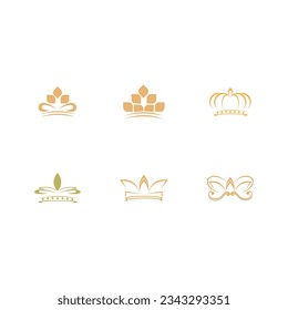 Vintage Crown Logo set  Royal King Queen abstrak Logo desain vektor Template. Simbol geometris Logotype ikon konsep