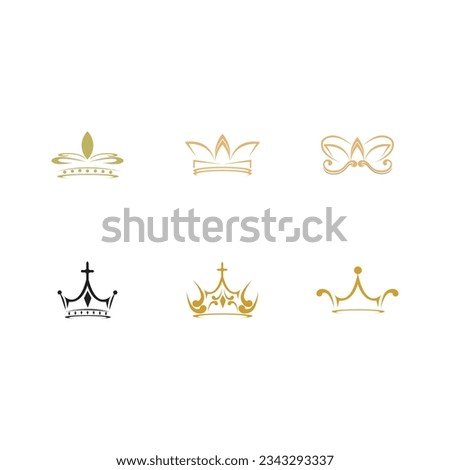 Vintage Crown Logo set  Royal King Queen abstrak Logo desain vektor Template. Simbol geometris Logotype ikon konsep