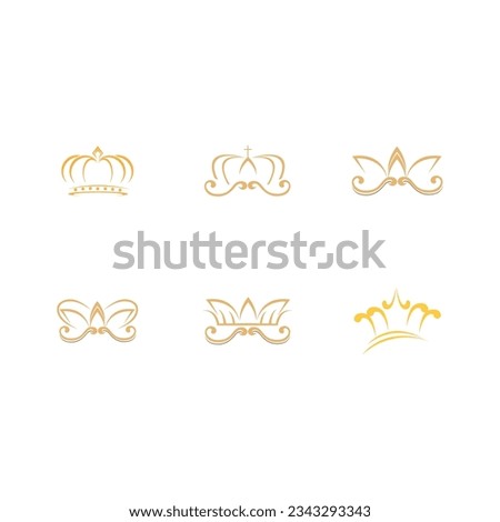 Vintage Crown Logo set  Royal King Queen abstrak Logo desain vektor Template. Simbol geometris Logotype ikon konsep