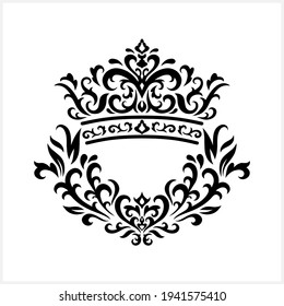 Vintage crown with wtearh isolated on white. Royal icon. Vector stock illustration. EPS 10