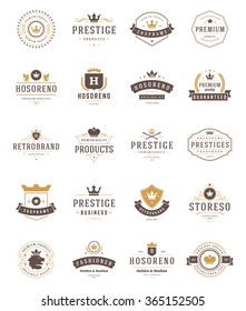 Vintage Crowns Logos Set. Vector design elements, Premium Quality Labels, Crown Vector, King Crown, Crown Icons, Crown Symbols.  Crest Logos, Royal Logos, Hotel Logos, Vintage Logo, Heraldic Logos.