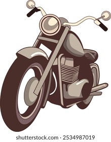 Ein Vintage Cruiser Motorrad, mit glatten, sauberen Linien und gedeckten Farben entworfen, sodass es einen klassischen Retro-Look. Vintage-Motorrad, Cruiser-Bike, Retro-Motorrad-Illustration, Vintage-Bike-Vektor