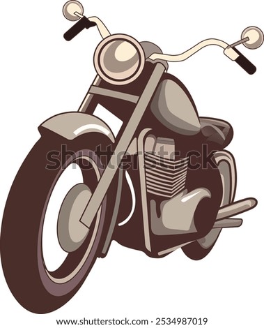 A vintage cruiser motorcycle, designed with smooth, clean lines and muted colors, giving it a classic retro look. vintage motorcycle, cruiser bike, retro motorcycle illustration, vintage bike vector