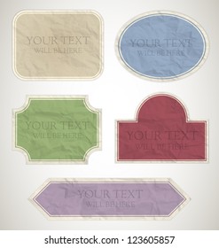 Vintage Crumpled paper labels set
