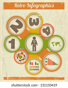 Vintage Crunge Infographics Design. Retro Elements for Visualization - vector illustration.