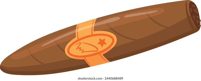 Vintage cuban cigar icon. Cartoon tobacco product isolated on white background