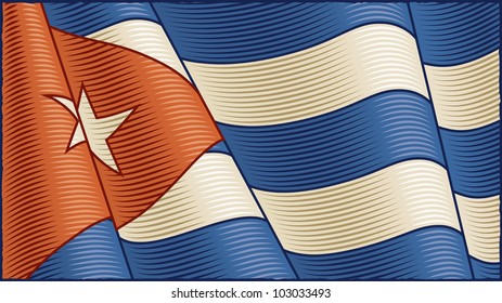 Bandera cubana vintage (cierre). Vector