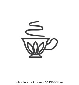 Vintage cup with aroma tea line icon. linear style sign for mobile concept and web design. Hot coffee cup outline vector icon. Symbol, logo illustration. Vector graphics