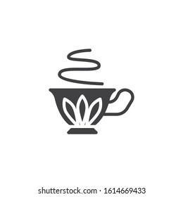 Vintage cup with aroma tea vector icon. filled flat sign for mobile concept and web design. Hot coffee cup glyph icon. Symbol, logo illustration. Vector graphics