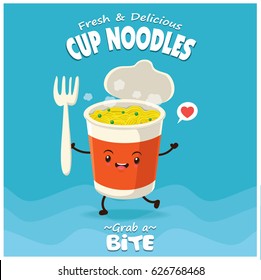 Vintage cup noodles poster design