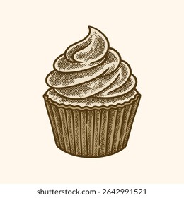 Ilustração de bolinho vintage, Esboço de sobremesa desenhado à mão