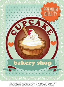 Vintage cupcake poster card vector design