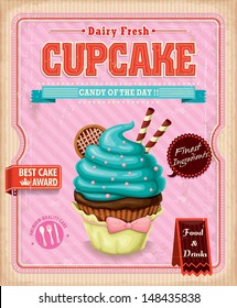 Vintage cupcake poster design 