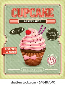 Vintage cupcake poster design