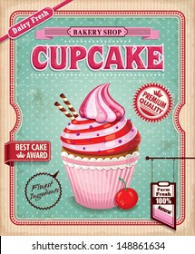 Vintage cupcake poster design