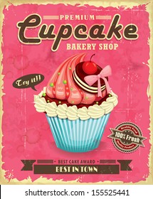 Vintage cupcake poster design