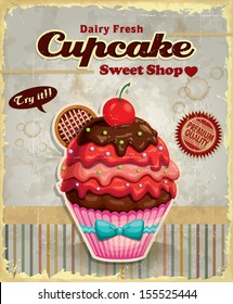 Vintage cupcake poster design